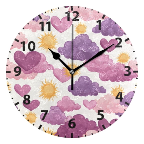 Romantic Sky Pattern Wall Clock 10in Round Artistic Oil Painting Home Decor Desk Table Clock