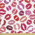 thumbnail image 1 of Ambesonne Romantic Fabric by the Yard Upholstery, Lipstick Kisses Pattern, 2 Yards, Multicolor, 1 of 5