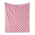 thumbnail image 1 of Romantic Soft Flannel Fleece Blanket, Morning Along Sunny Side up Eggs Inside Hearts Breakfast Time Details, Cozy Plush for Indoor and Outdoor Use, 70" x 90", Pink Mustard and White, by Ambesonne, 1 of 5