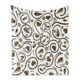 thumbnail image 1 of Romantic Soft Flannel Fleece Throw Blanket, Heart Swirls Dots Paisley Inspired Design with Love Signs Image, Cozy Plush for Indoor and Outdoor Use, 60" x 80", Dark Brown and White, by Ambesonne, 1 of 6