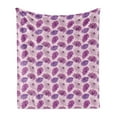 thumbnail image 1 of Romantic Soft Flannel Fleece Throw Blanket, Pink and Purple Hand Drawn Blossoms Pattern on Marbled Background Fashion Art, Cozy Plush for Indoor and Outdoor Use, 70" x 90", Multicolor, by Ambesonne, 1 of 6