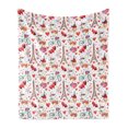 thumbnail image 1 of Romantic Soft Flannel Fleece Throw Blanket, Valentines Day Love Themed Paris Coffee Wine Parfumes Bikes with Heart Backdrop, Cozy Plush for Indoor and Outdoor Use, 60" x 80", Multicolor, by Ambesonne, 1 of 5