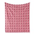 thumbnail image 1 of Romantic Soft Flannel Fleece Throw Blanket, Valentines Day Pattern with Heart Shapes in Gradient Pastel Love, Cozy Plush for Indoor and Outdoor Use, 50" x 60", Coral Maroon and Magenta, by Ambesonne, 1 of 5