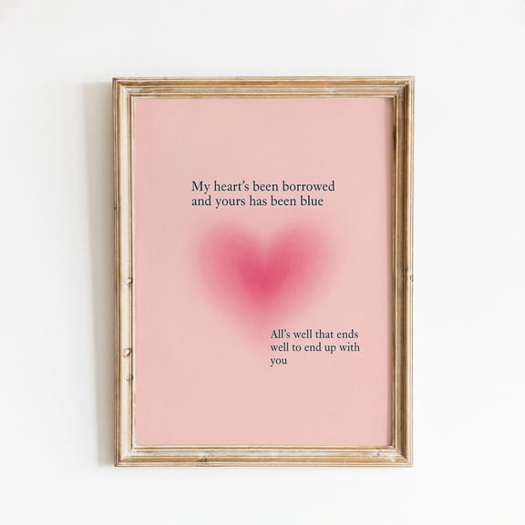 Romantic Soft Rose Heart Wedding Lyric Living Room Bedroom Office Decor Wall Decor Unframed Paper Print