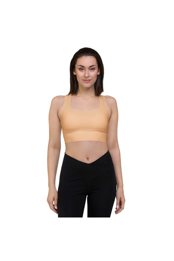 Romantic Sports Bra, Ladies Tan Sports Bra with Lining, Women Tan Sports Bra with Removable Padding