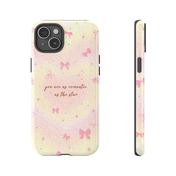 Romantic Star Aesthetic iPhone Case Pink Yellow Swirl Pastel Phone Case with Bows & Quote Compatible with iPhone 13 Product Description