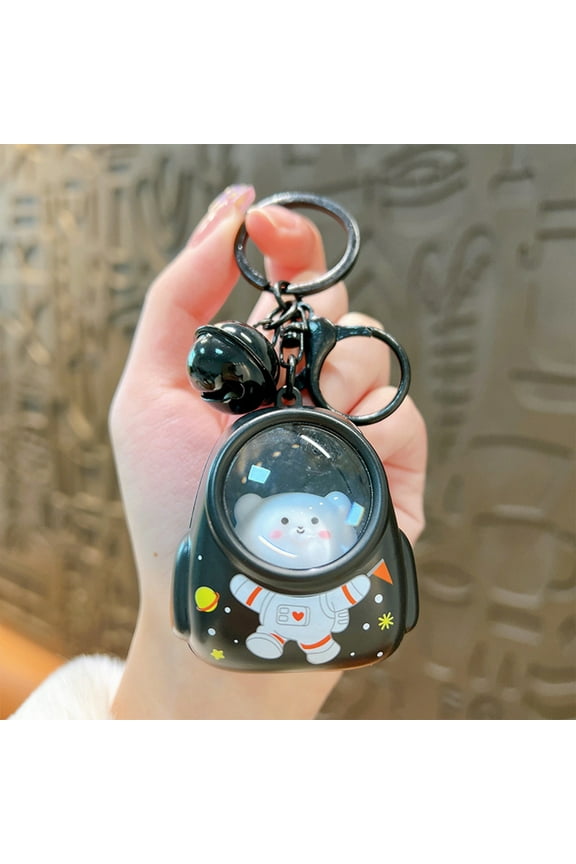 Romantic Starry Sky Astronaut Cat Keychain, LED Light Up Night Light Key Ring, Backpack Carabiner, Cute Glow in The Dark Car Bag Pendant Charm