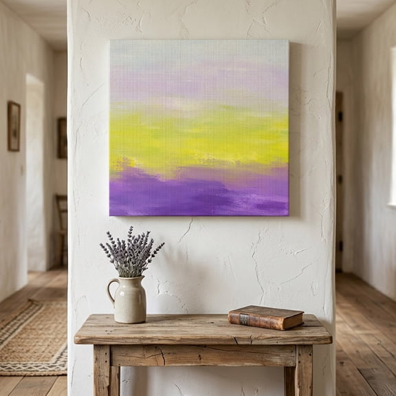 Romantic Sunset Canvas Wall Art for Living Room Bedroom Bathroom, Boho Purple Yellow Ombre Cloud Art Wave Modern Canvas Art Wall Decor, Artwork for Walls Home Office Decor, 8"x8"