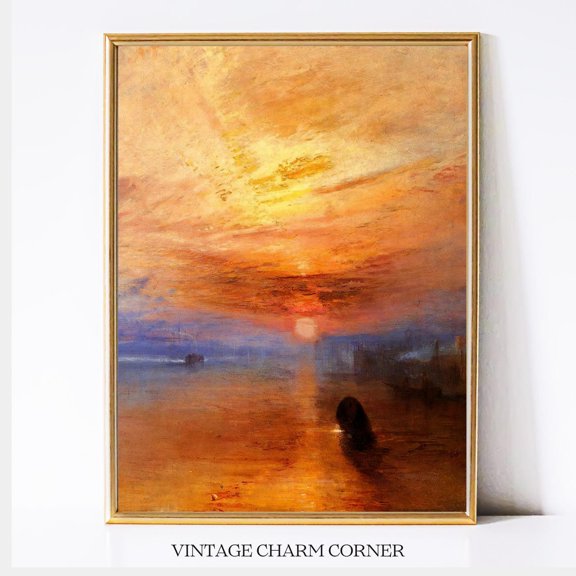 Romantic Sunset Ship Nautical Unframed Paper Print