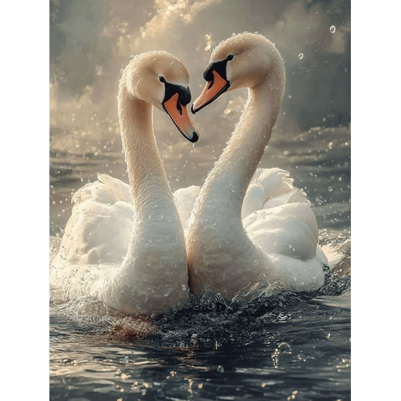 Romantic Swan Couple Canvas Print/Wall Art Perfect for Bedroom Living Room Bathroom Office and Gallery Wall Decor