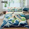 Romantic Swan Duvet Cover Microfiber Flower Bedding Set Quilt Cover