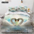 Romantic Swan Duvet Cover Microfiber Flower Bedding Set Quilt Cover