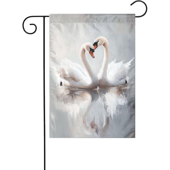 Romantic Swans Garden Flag 12x18 Vertical Double Sided Farmhouse Holiday Outdoor Yard Decoration