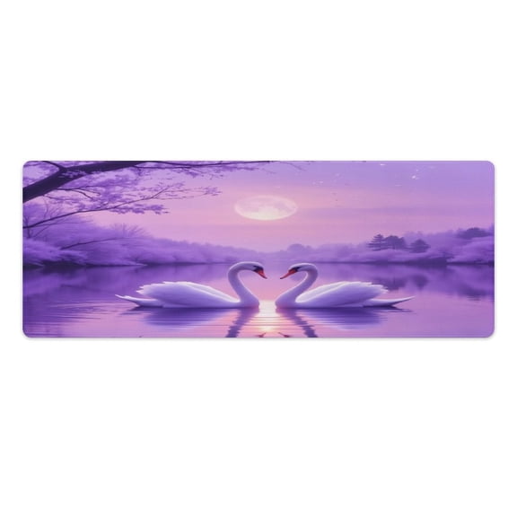 Romantic Swans at Twilight Kitchen Mats Pvc 2PCS, Non-Slip Kitchen Pvc Mats And Rugs,Cushioned Anti Fatigue Standing Mat for Home