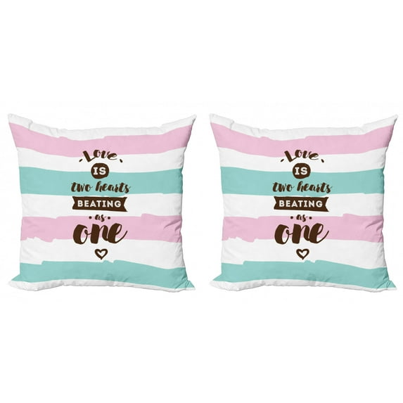Ambesonne Romantic Throw Pillow Cover 2 Pack, Retro Style Pastel, 24", Dark Brown Mint Green