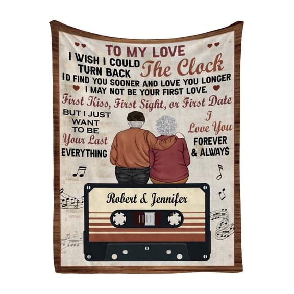 Romantic Turn Back The Clock Anniversary Fleece Blanket, 40x50in Fleece Blanket