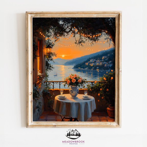 Romantic Twilight Terrace Unframed Paper Print