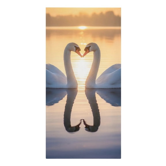 Romantic Two Swans on A Lake Microfiber Beach Towel Absorbent Compact Towels for Swimming Pool Beach Travel Things for Vacation Essentials Adult Gift,61.4×30.3Inch
