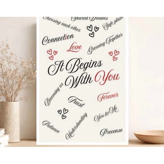 Romantic Typography Poster, Hidden Message Love Art, Couples Gift, Poster Home Decor, Poster Only