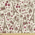 thumbnail image 1 of Ambesonne Black White Fabric by the Yard Upholstery, Europe French Paris, 5 Yards, Magenta Cream, 1 of 4