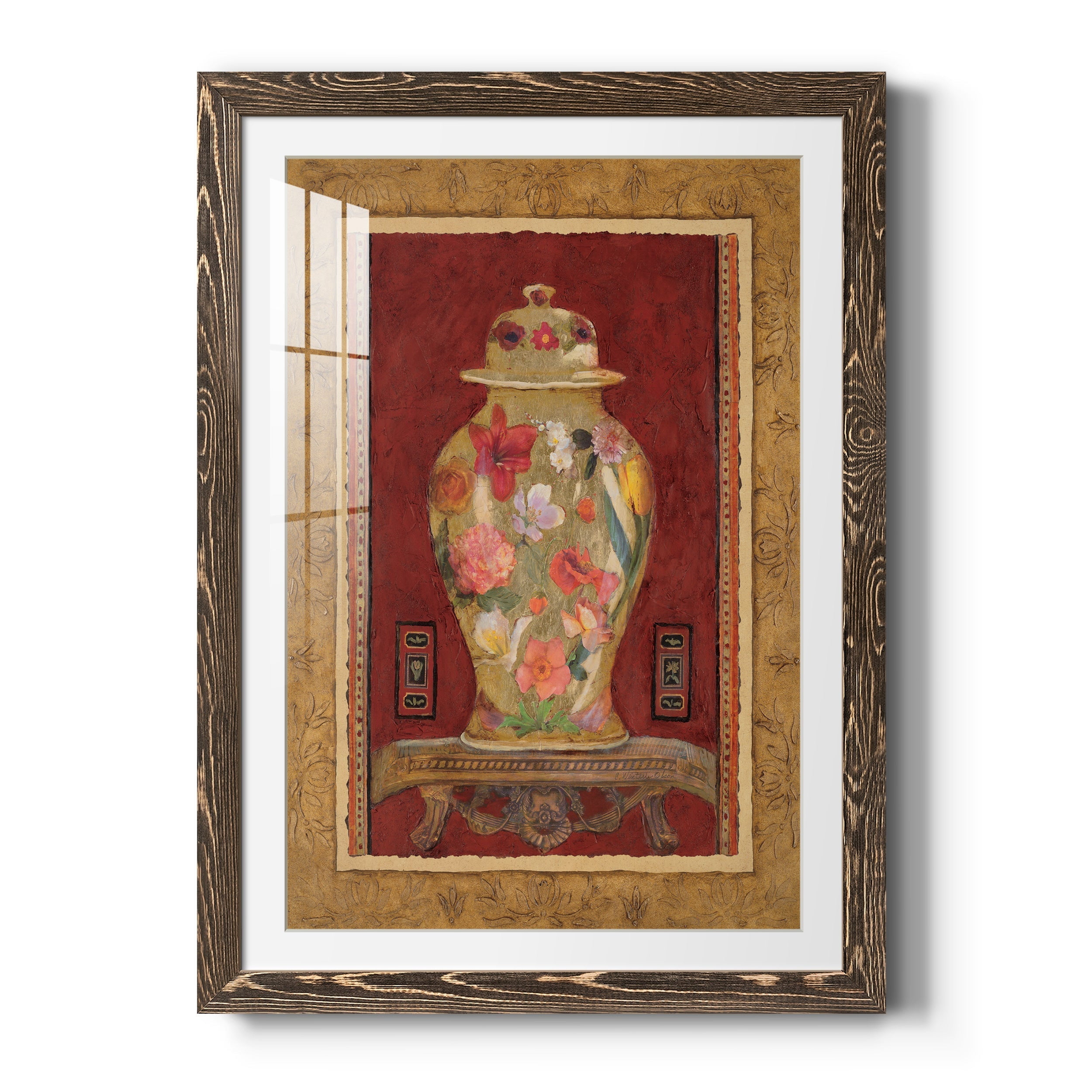Romantic Urn I - Premium Framed Print - Distressed Barnwood Frame - Ready to Hang
