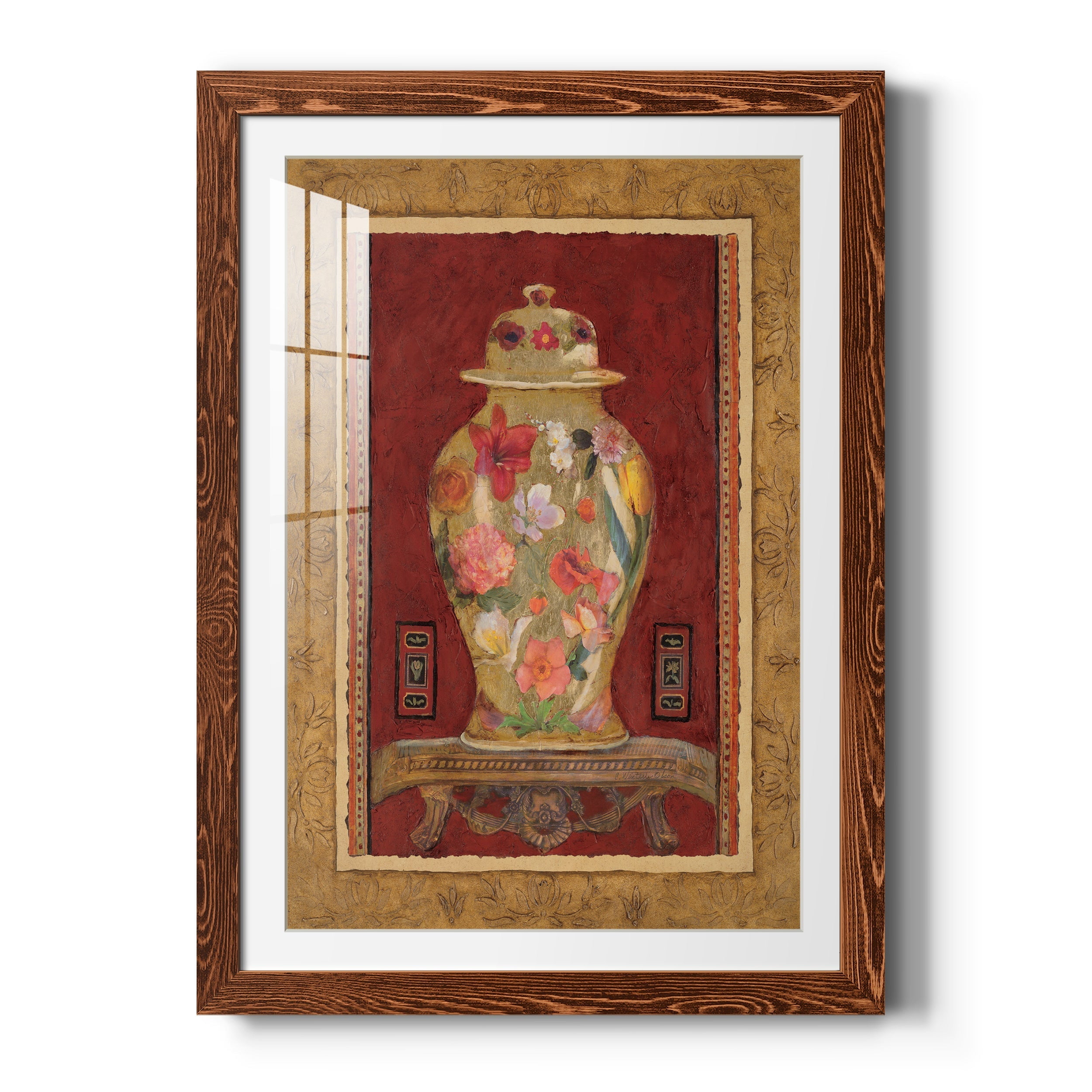 Romantic Urn I - Premium Framed Print - Distressed Barnwood Frame - Ready to Hang