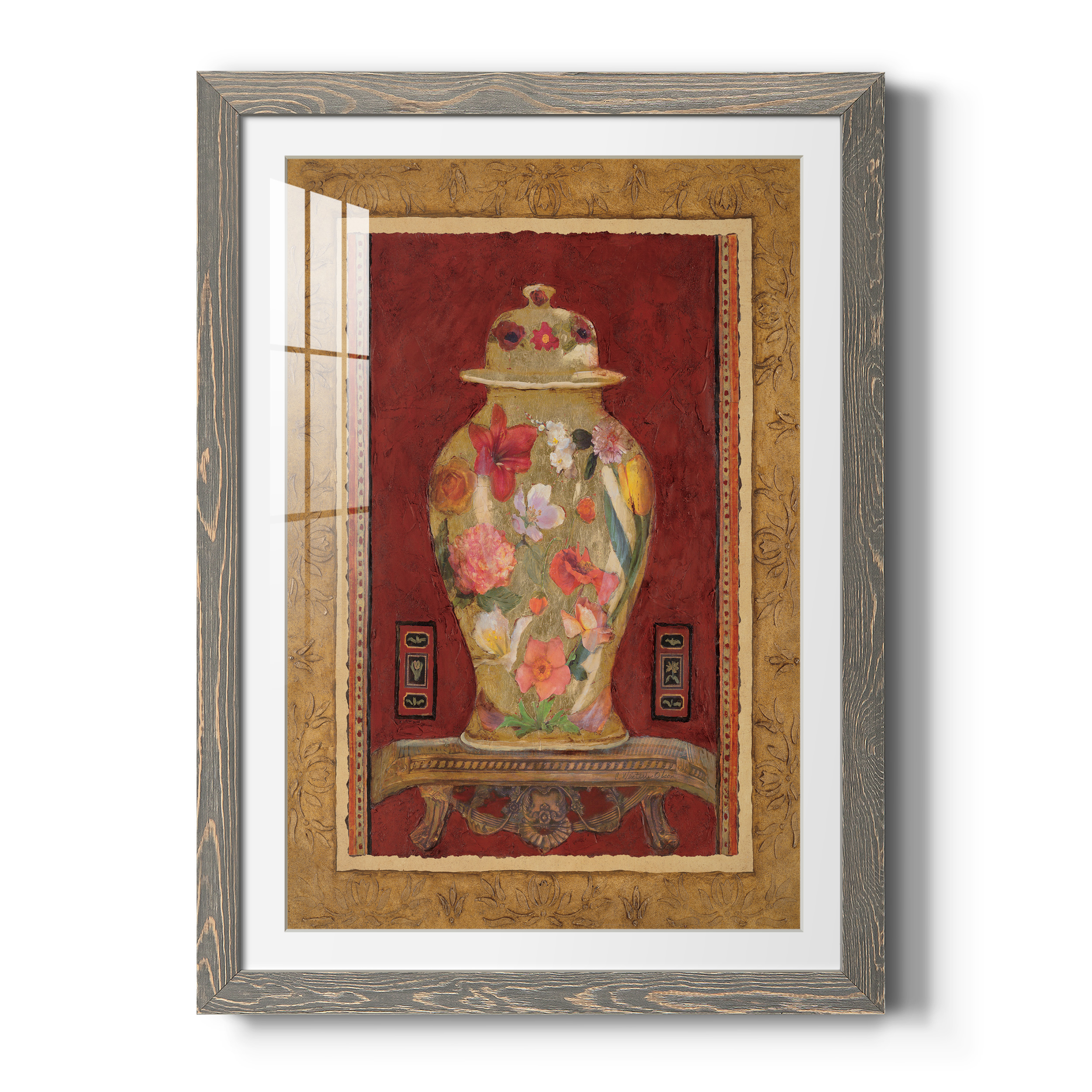 Romantic Urn I - Premium Framed Print - Ready to Hang - 23 x 32 - Grey Frame