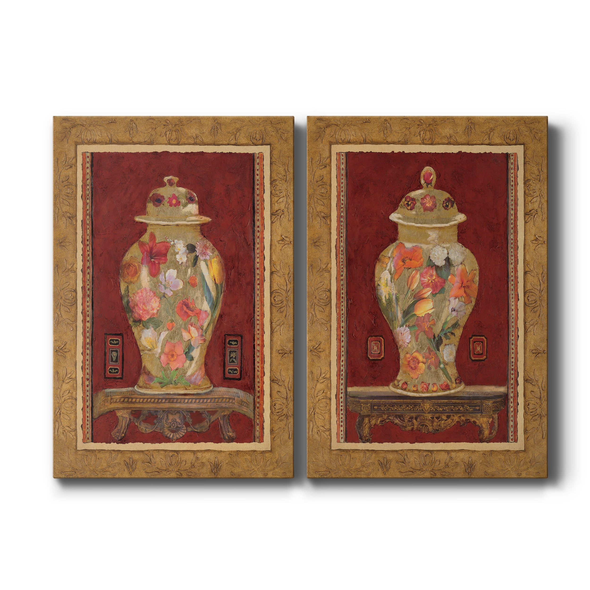 Romantic Urn I Premium Gallery Wrapped Canvas - Ready to Hang - Set of 2 - 18 x 27 Each