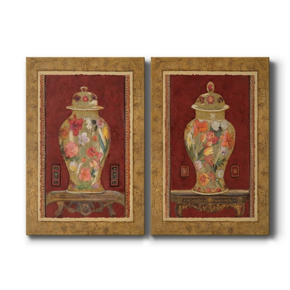 Romantic Urn I Premium Gallery Wrapped Canvas - Ready to Hang - Set of 2 - 32 x 48 Each