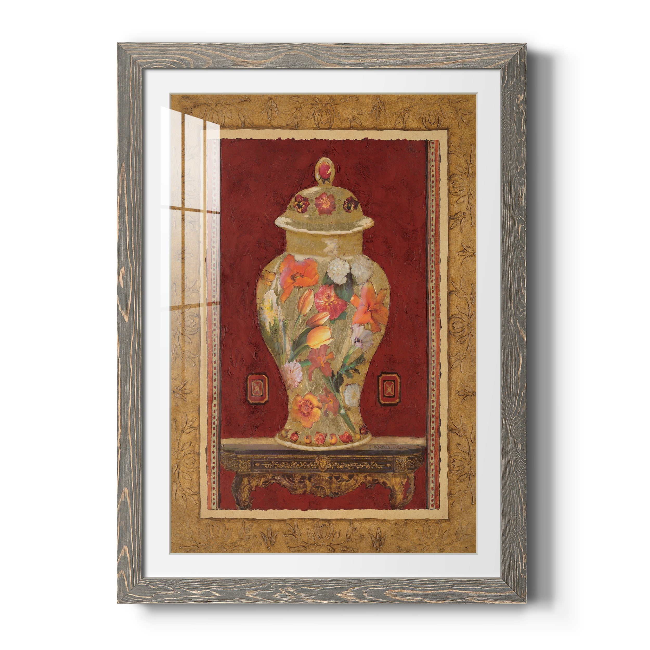 Romantic Urn II - Premium Framed Print - Distressed Barnwood Frame - Ready to Hang