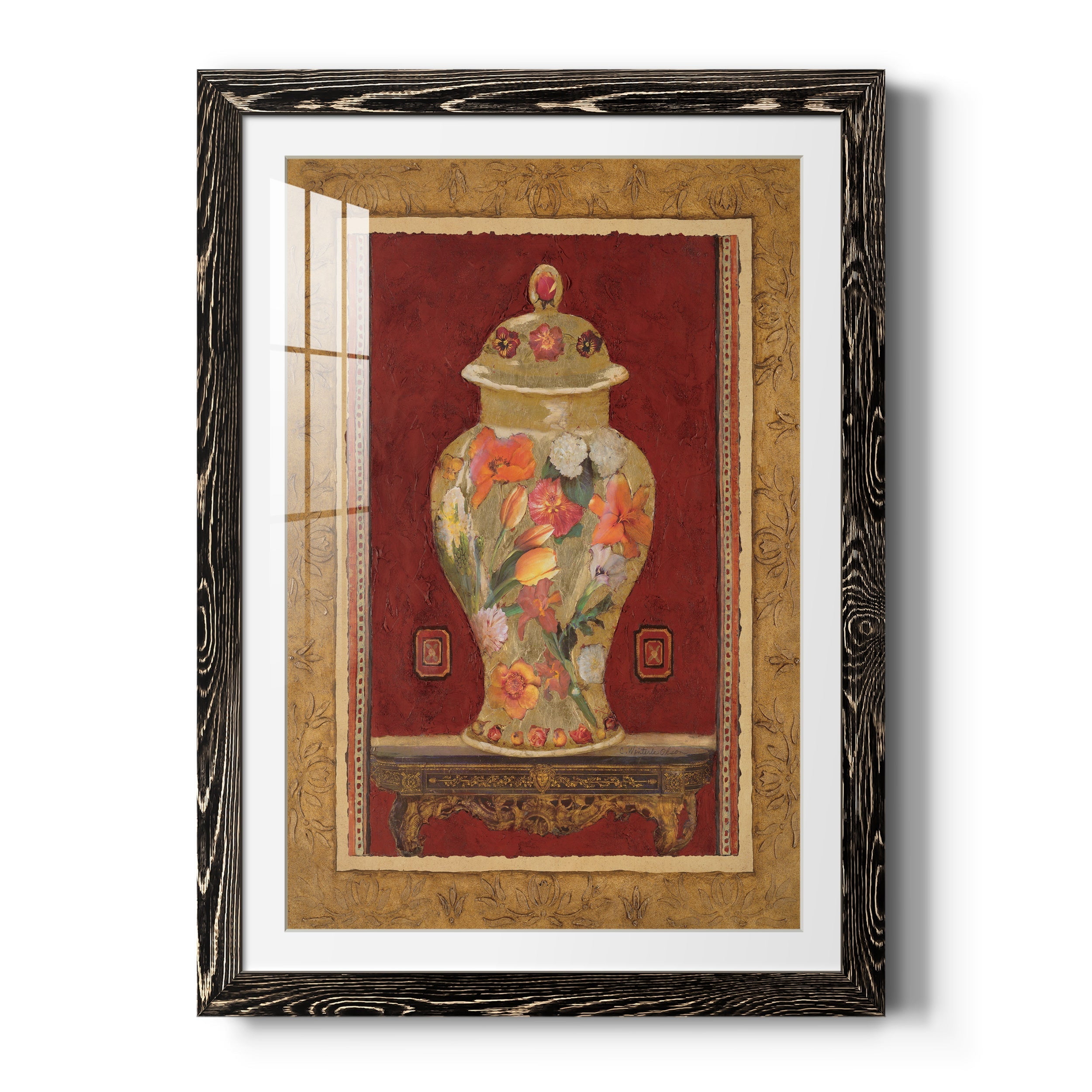 Romantic Urn II - Premium Framed Print - Distressed Barnwood Frame - Ready to Hang