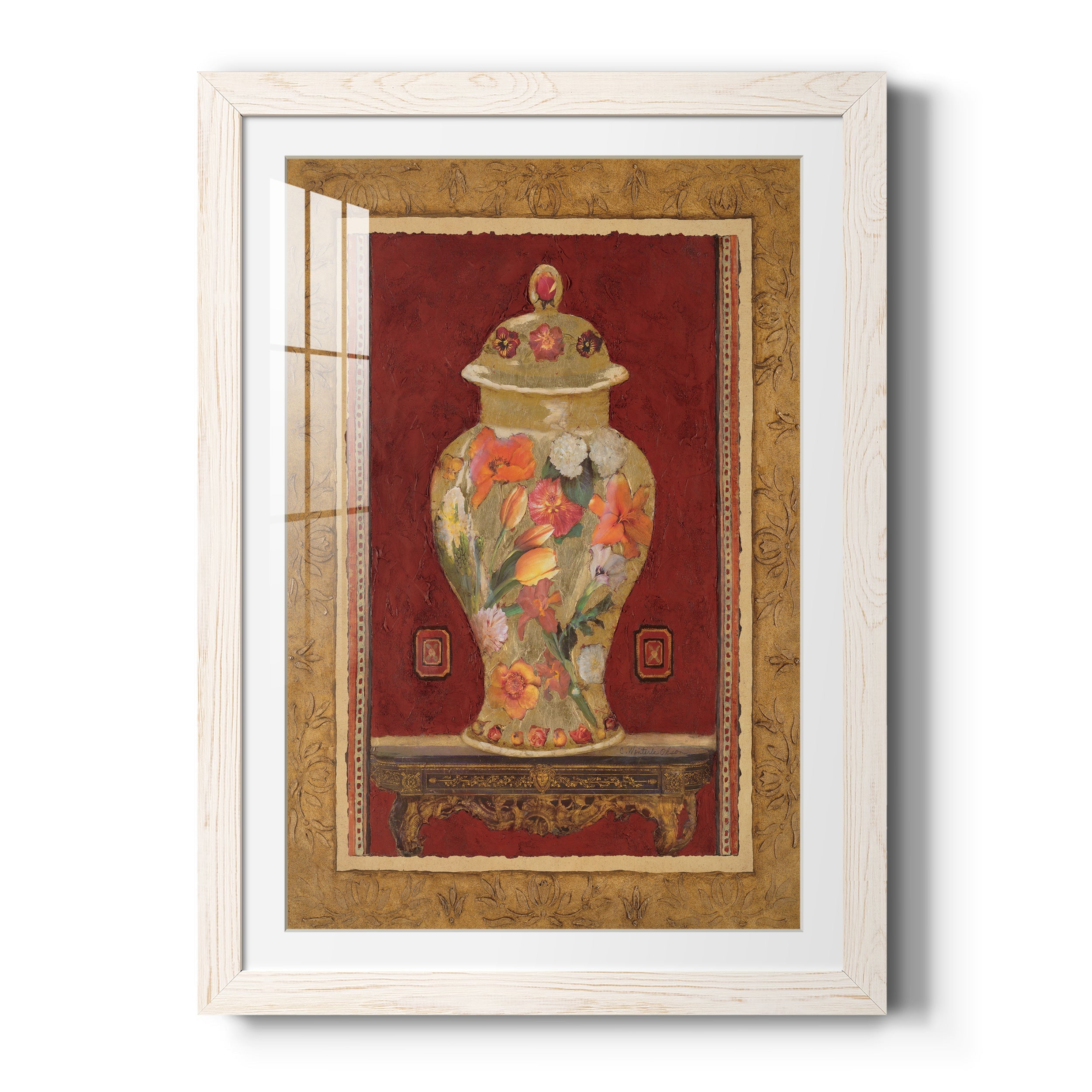 Romantic Urn II - Premium Framed Print - Distressed Barnwood Frame - Ready to Hang