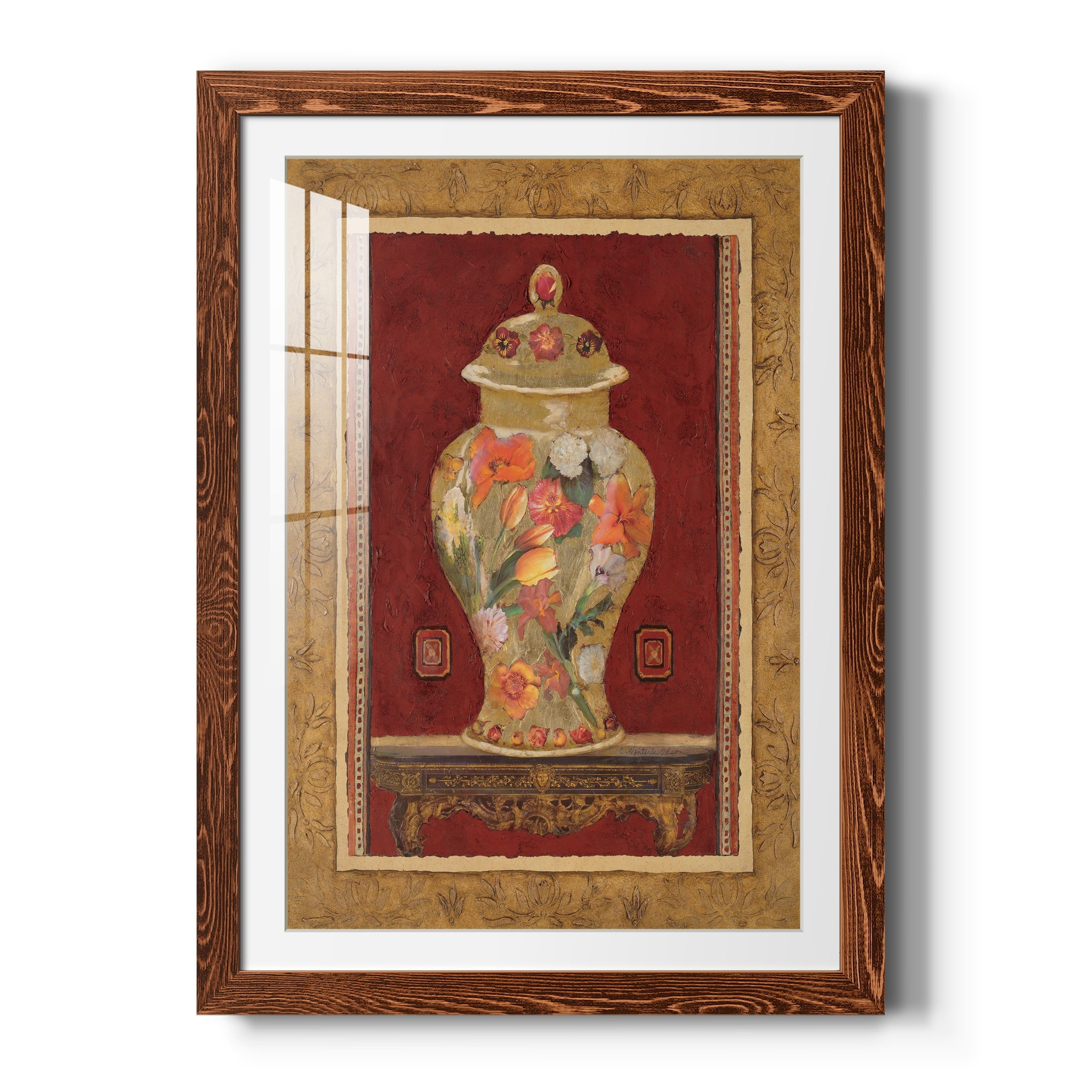 Romantic Urn II - Premium Framed Print - Distressed Barnwood Frame - Ready to Hang