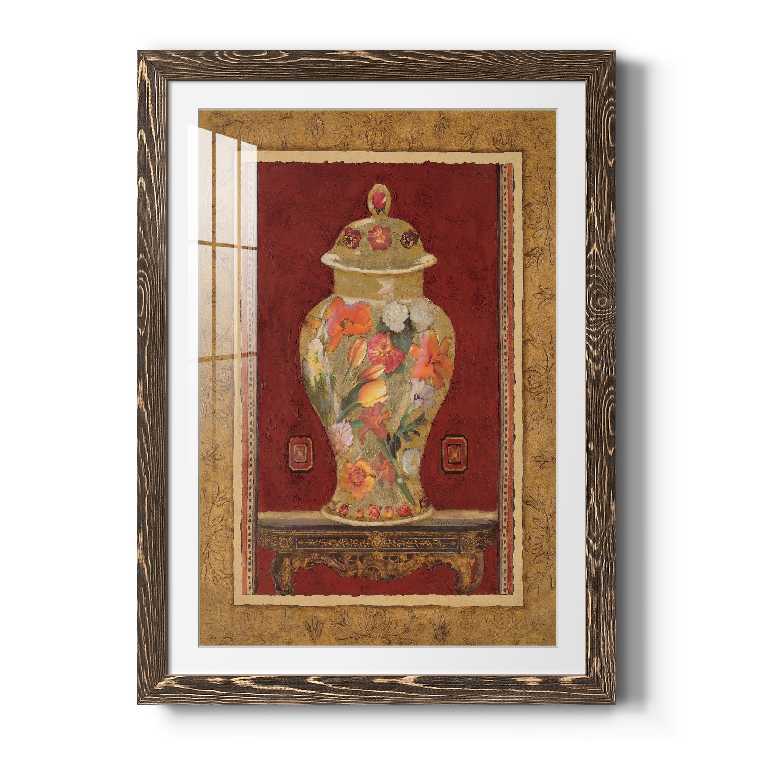 Romantic Urn II - Premium Framed Print - Distressed Barnwood Frame - Ready to Hang