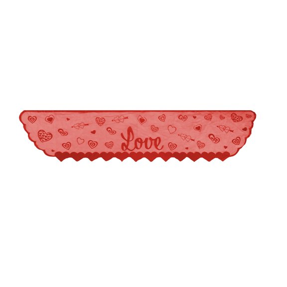 Romantic Valentine's Day Lace Fireplace Mantel Cover – Red Heart & Cupid Table Runner for Wedding, Anniversary & Home Decorations