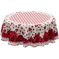 thumbnail image 1 of Romantic Valentines Day Pink Plaid Red Roses Love Hearts Tablecloth Cloth Round Washable Table Covers for Indoor Outdoor Dining Table Home Party Decorations 60x60 Inch, 1 of 6