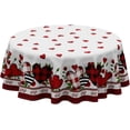 thumbnail image 1 of Romantic Valentines Day Plaid Love Hearts Tablecloth Cloth Round Washable Table Covers for Indoor Outdoor Dining Table Home Party Decorations 60x60 Inch, 1 of 6