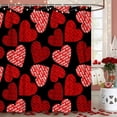thumbnail image 1 of Romantic Valentines Shower Curtain for Lover, Pink Red Hearts with Quote Text I Love You on Black Fabric Shower Curtains Bathroom Decorations, 69x70 Inches, Hooks Included, 1 of 8