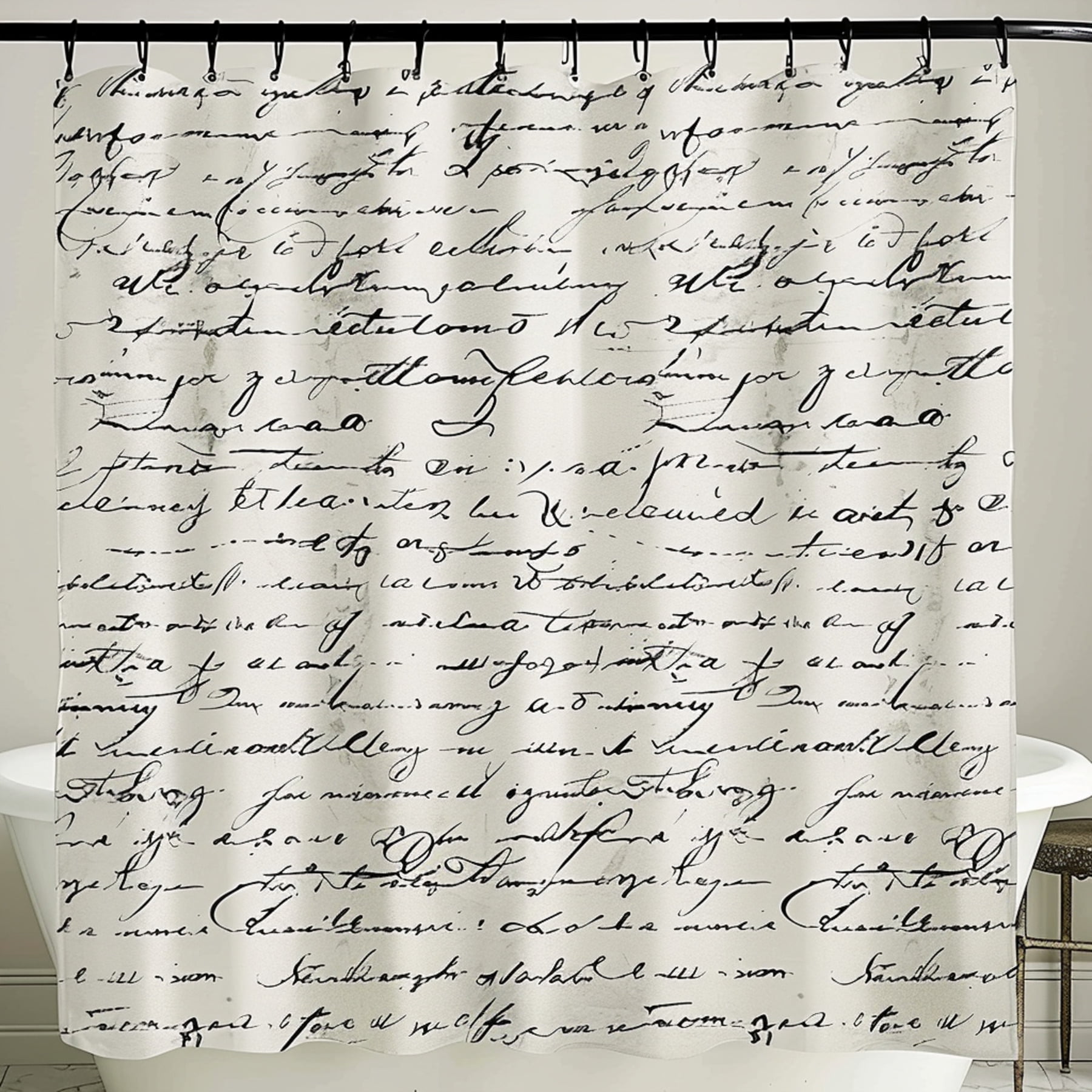 Romantic Vintage French and English Script Shower Curtain Elegant Home