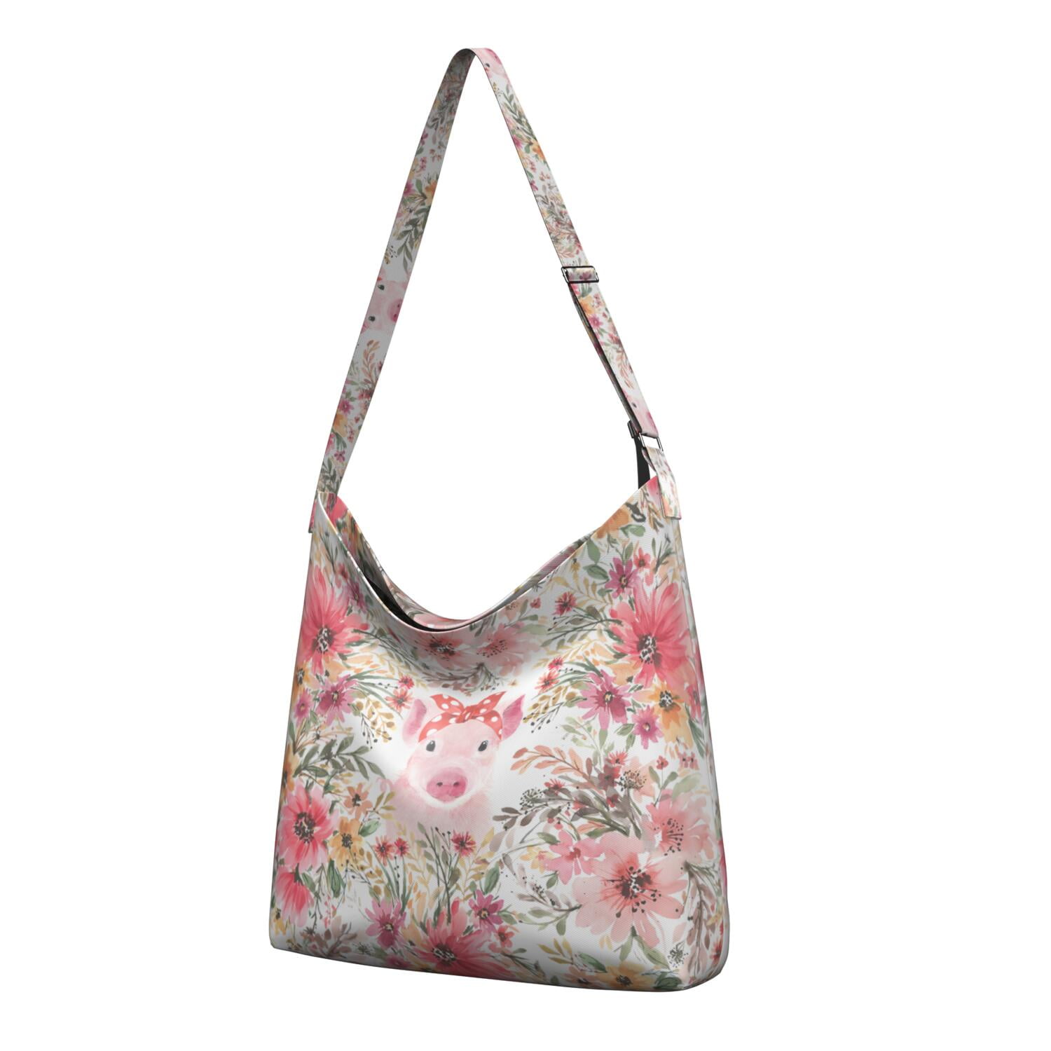 Romantic Watercolor Rose Crossbody | Large Capacity Shoulder Bag | Multi-Pocket Organization