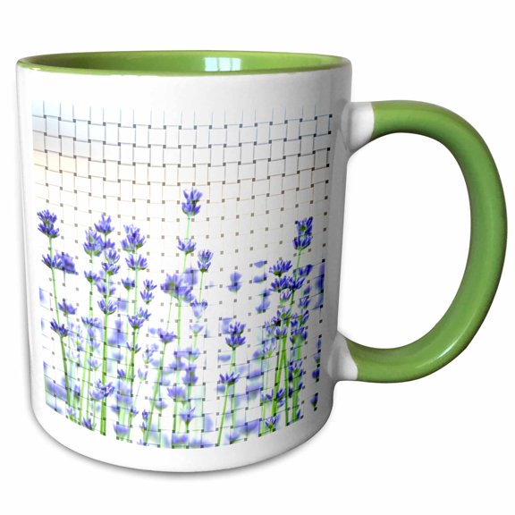 3drose, Romantic Weaved Lavender Flowers Floral Art - Nature Inspired Gardens, 11oz Two-tone Green Mug