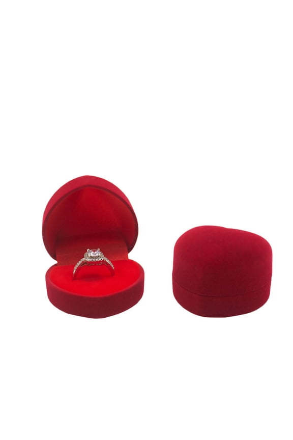 Romantic Wedding Love Heart Shaped Ring Box High-end Velvet Jewelry Box Earring Jewelry Packaging Case Valentine's Day Gift Box