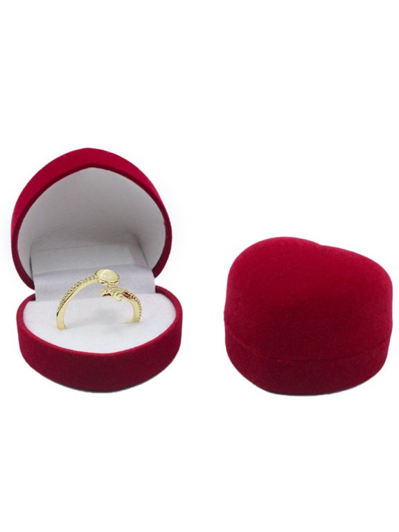 Romantic Wedding Love Heart Shaped Ring Box High-end Velvet Jewelry Box Earring Jewelry Packaging Case Valentine's Day Gift Box