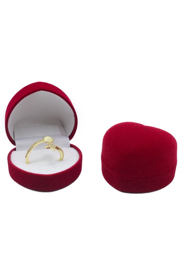 Romantic Wedding Love Heart Shaped Ring Box High-end Velvet Jewelry Box Earring Jewelry Packaging Case Valentine's Day Gift Box