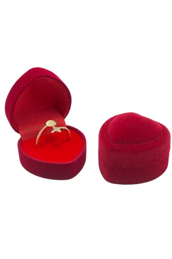 Romantic Wedding Love Heart Shaped Ring Box High-end Velvet Jewelry Box Earring Jewelry Packaging Case Valentine's Day Gift Box
