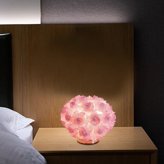 Romantic Wedding Table Lamp, Elegant Rose Design, Soft Glow Ambiance, Bedside Lighting, Bridal Bedroom Decor, Reception Centerpieces, Maiden Ceremony Style Akmoler | Pink