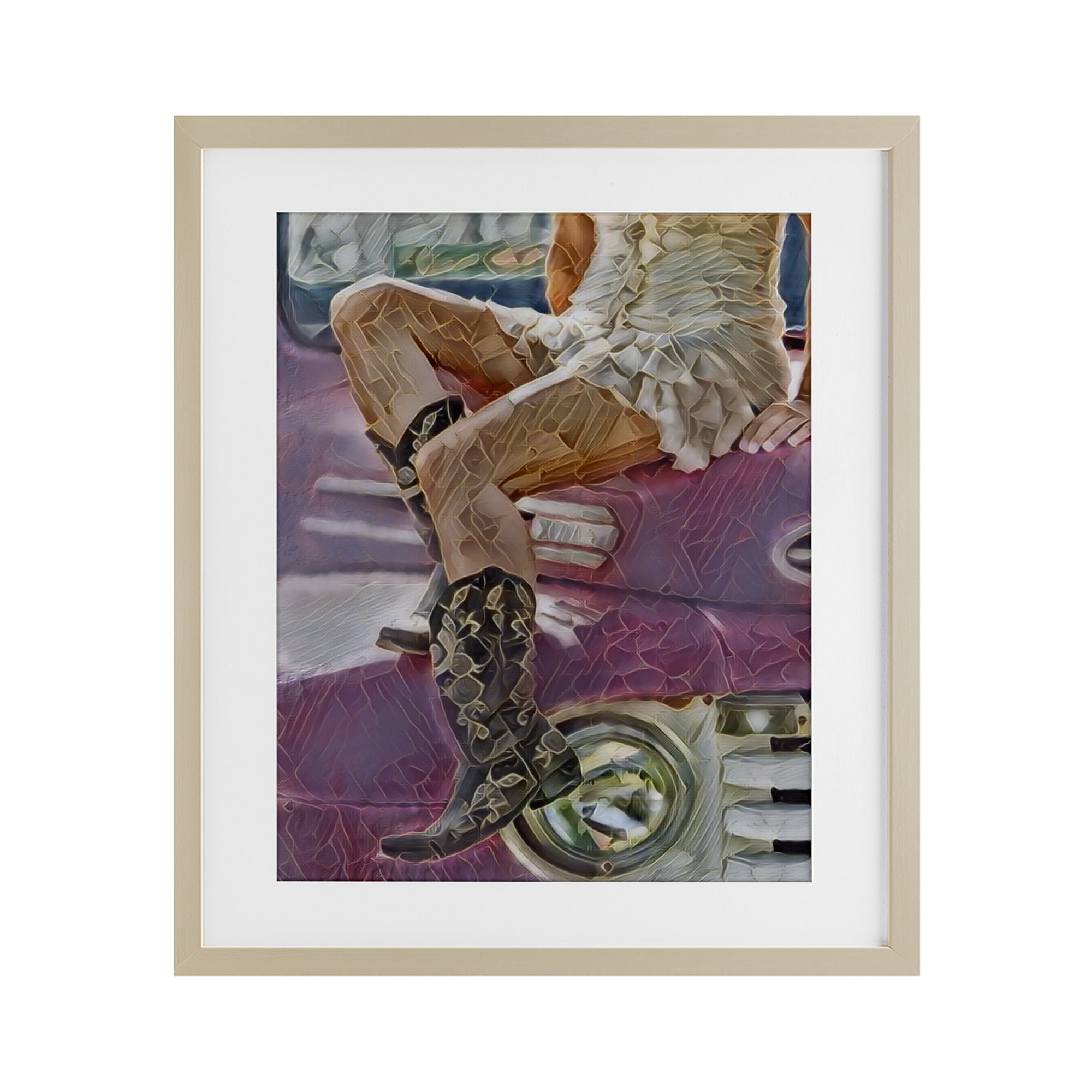 Romantic Westerns Cowgirl Birch Framed Print Under Glass, design by Jesse Keith