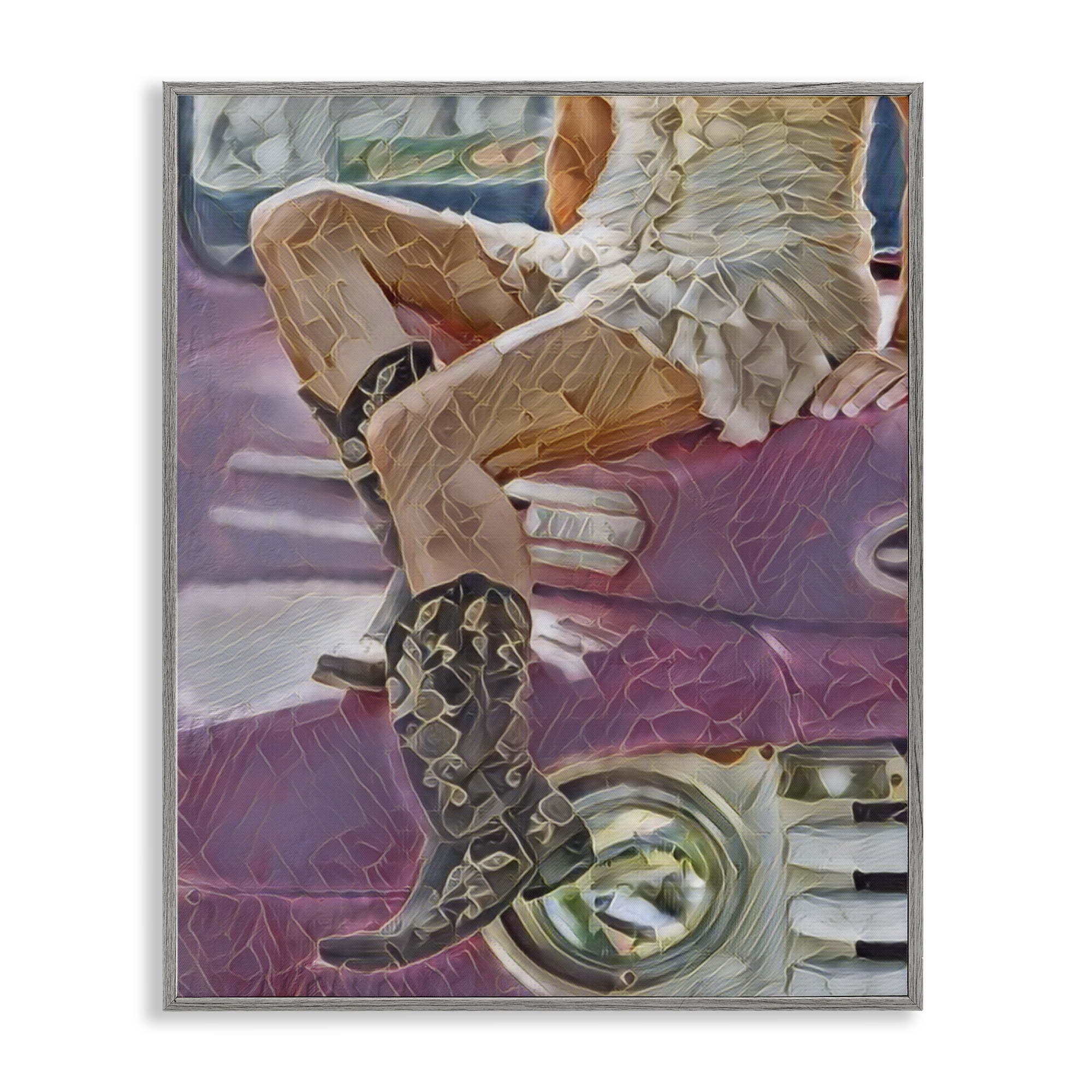 Romantic Westerns Cowgirl Gray Framed Giclee Art, design by Jesse Keith