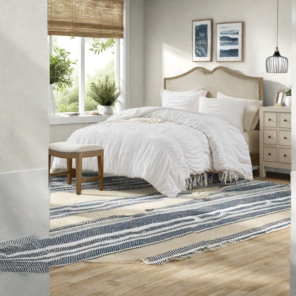 Romantic White King Bedding Set UltraSoft Microfiber AllSeason Comfort