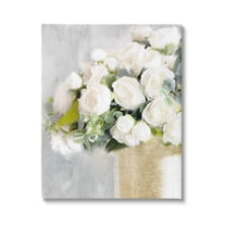 Romantic White Roses Arrangement Botanical & Floral Graphic Art Gallery Wrapped Canvas Print Wall Art